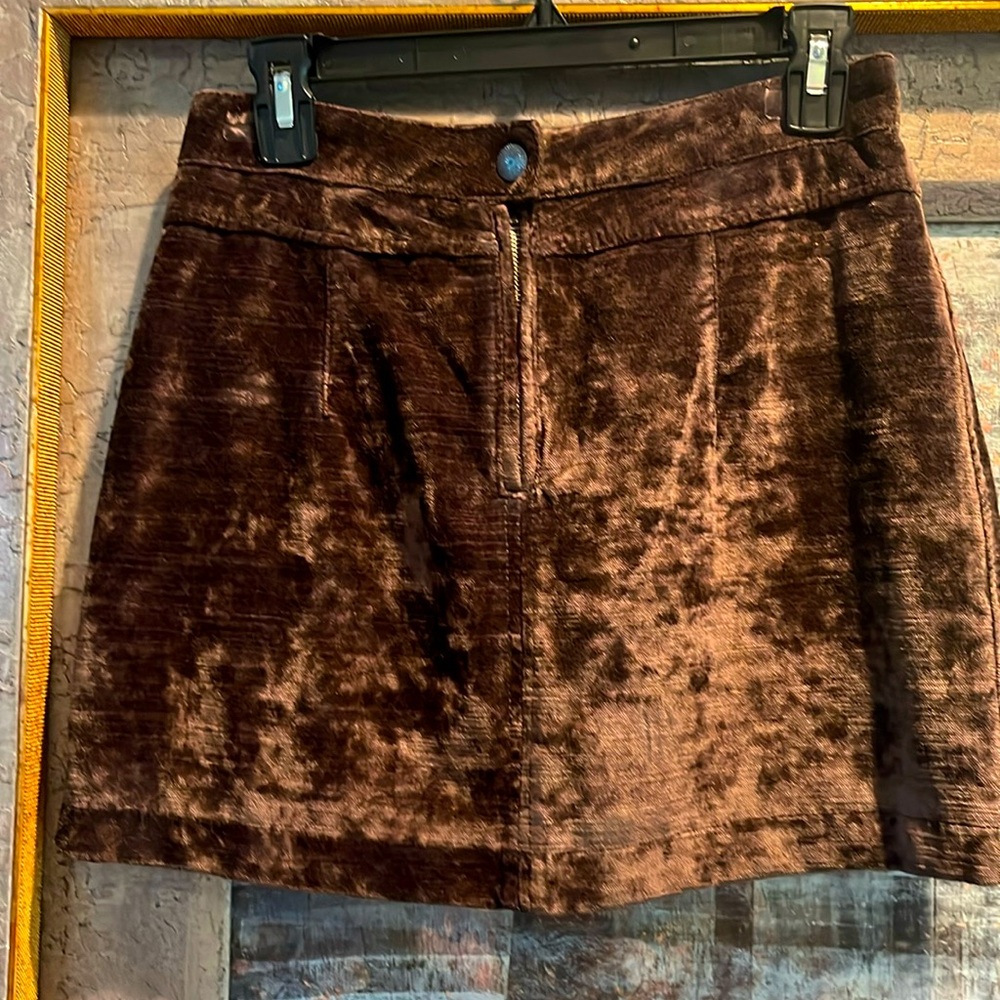 Free People velvet/velour mini skirt, brown, size 2